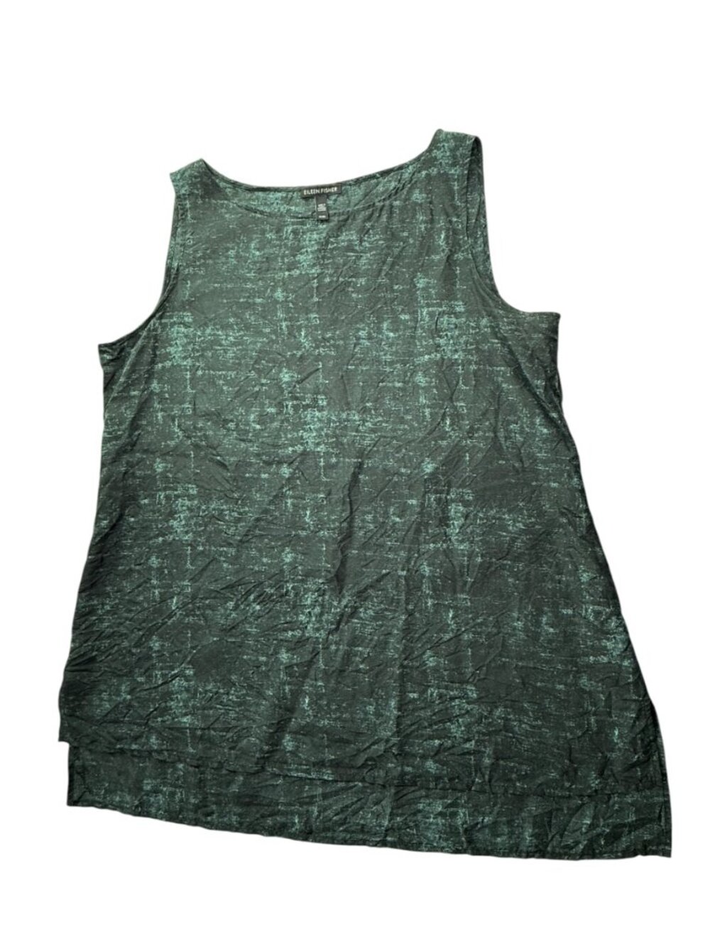 Eileen Fisher Green Tank Top Long.  100% Silk Size Women's M